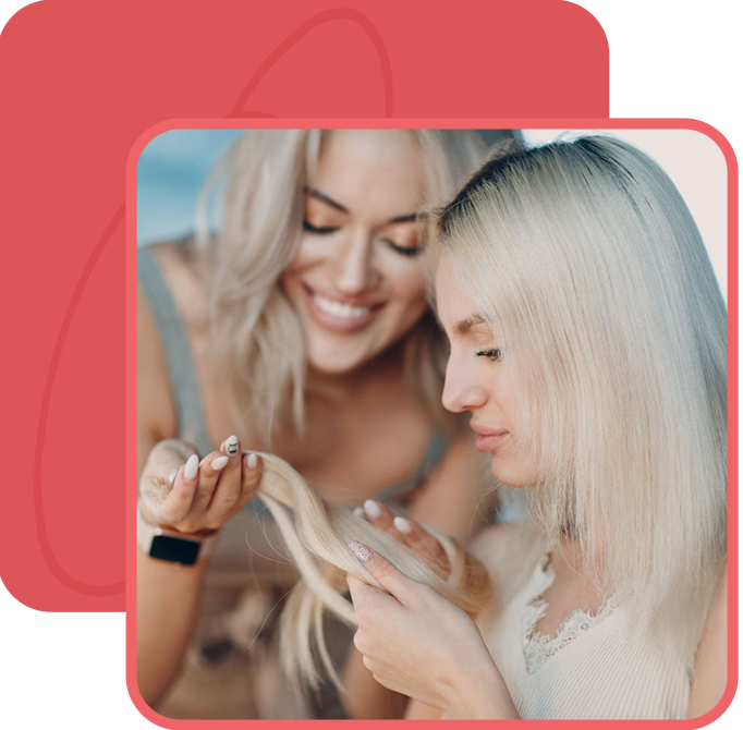 Women looking at extensions