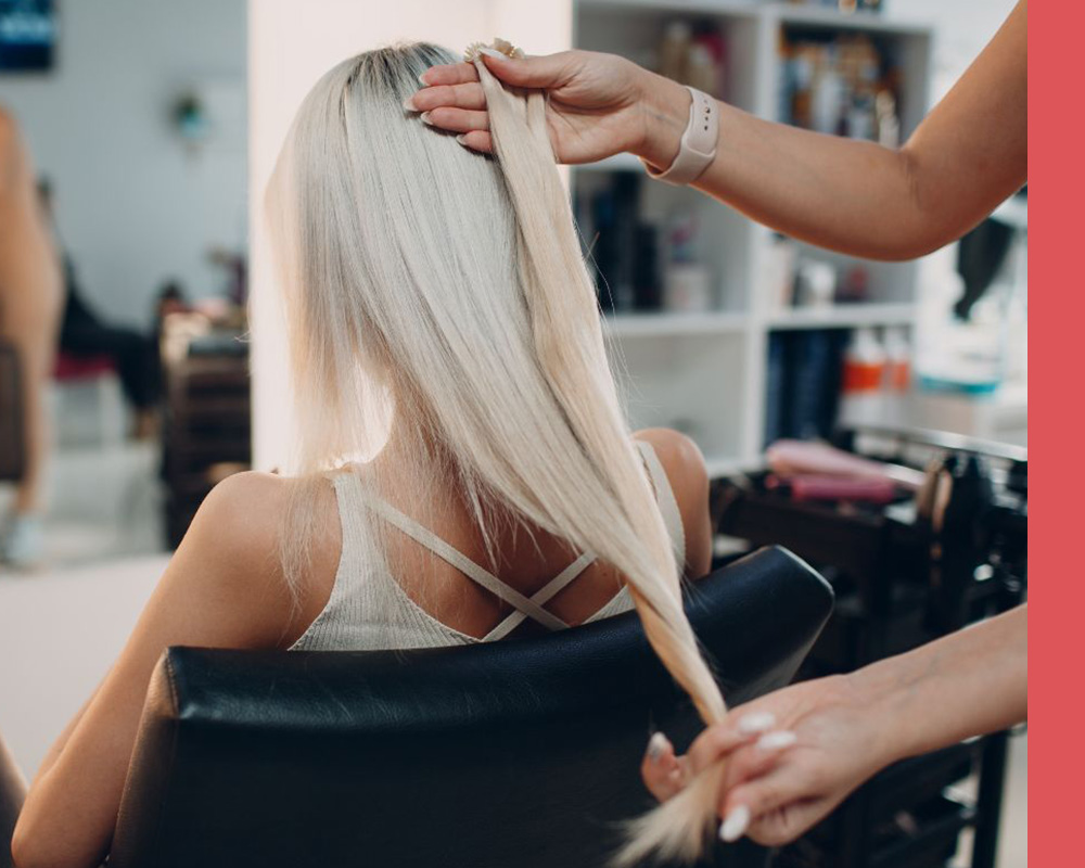 hair extension being held up