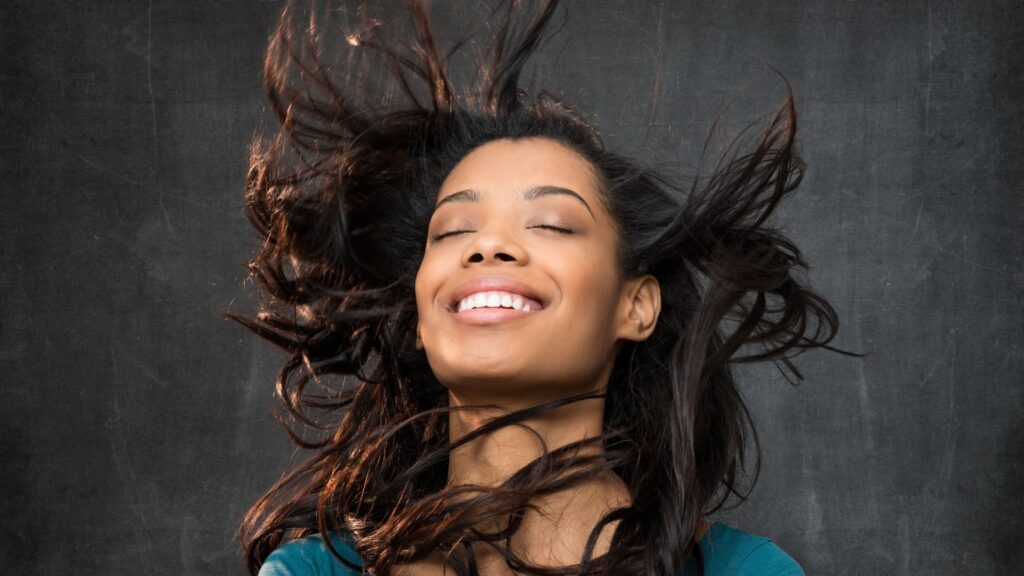 woman flipping hair