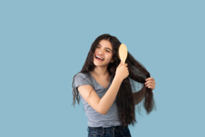 brushing hair extensions